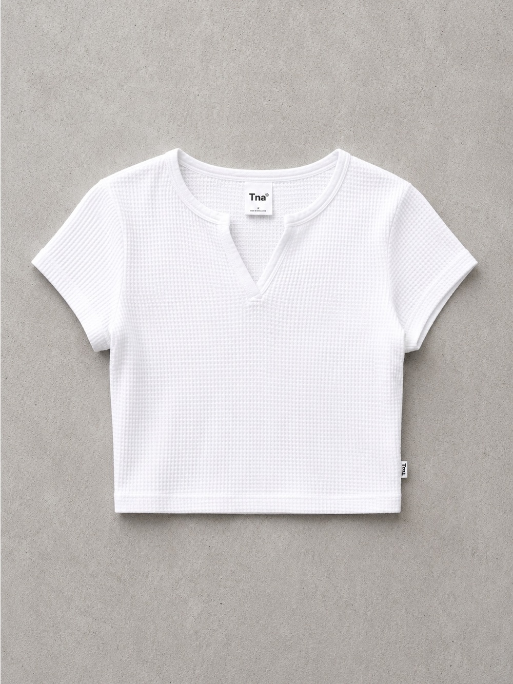 Aritzia TNA Melrose Waffle Knit Crop T-Shirt - White Size M